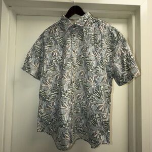 Report Collection Men's Leaf Pattern Shirt - Green and Brown